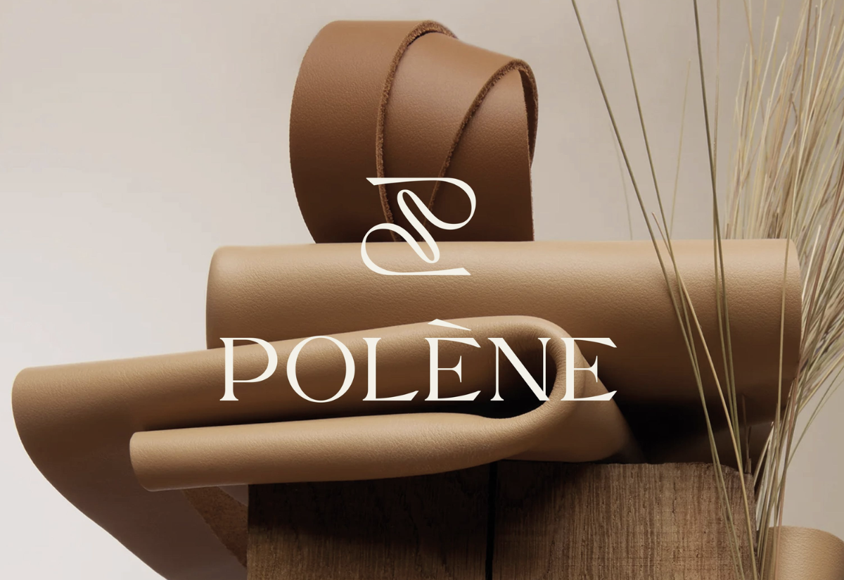 Polène monogram and logotype over leather still life